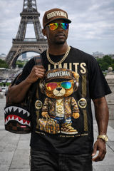 Rhinestone Teddy Bear T-Shirt Men – Bling Bling Graphic Tee Black | Grooveman Exclusive Limited Drop