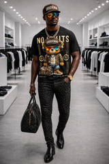 Men's Rhinestone Ripped Casual Washed Jeans