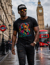 Men’s Graphic T-Shirt – KING MENTALITY Lion Design | Colorful Streetwear Tee | Grooveman Exclusive