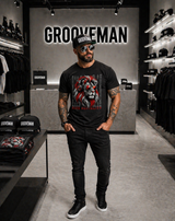 Men’s Graphic T-Shirt – KING MENTALITY Lion (Red/White/Black) | Urban Streetwear Tee | Grooveman Exclusive