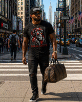 Men’s Graphic T-Shirt – KING MENTALITY Lion (Red/White/Black) | Urban Streetwear Tee | Grooveman Exclusive