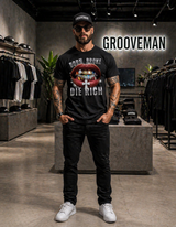 Born Broke Die Rich Graphic T-Shirt – Premium Streetwear Tee | Grooveman Exclusive | Unisex Cotton Shirt