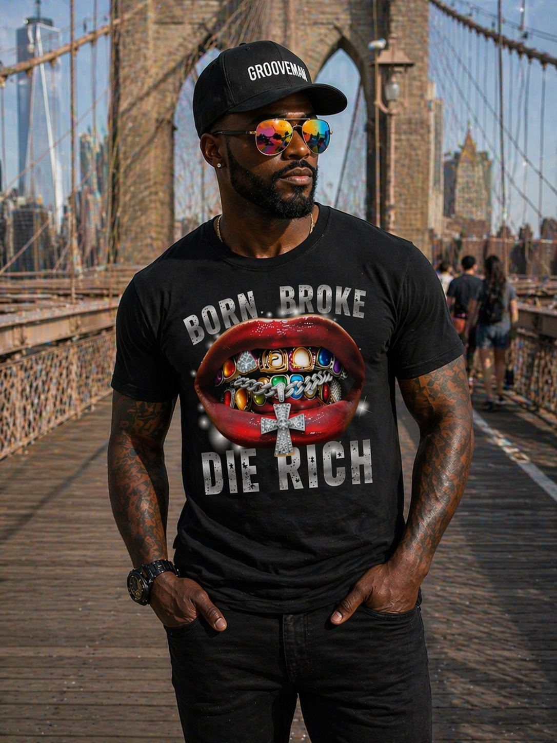 Born Broke Die Rich Graphic T-Shirt – Premium Streetwear Tee | Grooveman Exclusive | Unisex Cotton Shirt