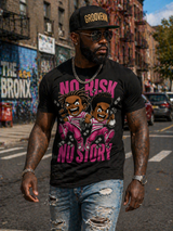 Men’s Graphic T-Shirt “No Risk No Story” – Grooveman Streetwear Tee (Oversized Fit)
