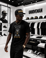 Grooveman “No Talk Just Bags” Black Collection T-Shirt – Luxury Streetwear Graphic Tee (Runs Big)