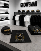 Grooveman “Trust No One” Black Collection T-Shirt – Luxury Streetwear Graphic Tee (Runs Big)