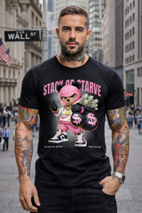 Men’s Graphic T-Shirt “Stack or Starve” Pink Bear – Regular Fit GROOVEMAN
