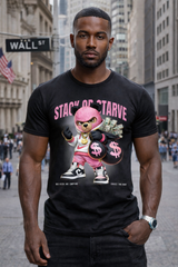 Men’s Graphic T-Shirt “Stack or Starve” Pink Bear – Regular Fit GROOVEMAN