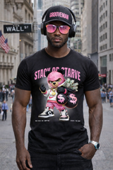 Men’s Graphic T-Shirt “Stack or Starve” Pink Bear – Regular Fit GROOVEMAN