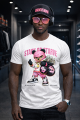 Men’s Graphic T-Shirt “Stack or Starve” Pink Bear – Regular Fit GROOVEMAN
