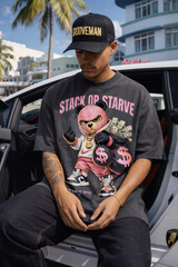Stack or Starve Pink Bear Graphic Tee – Oversized Streetwear Fit GROOVEMAN