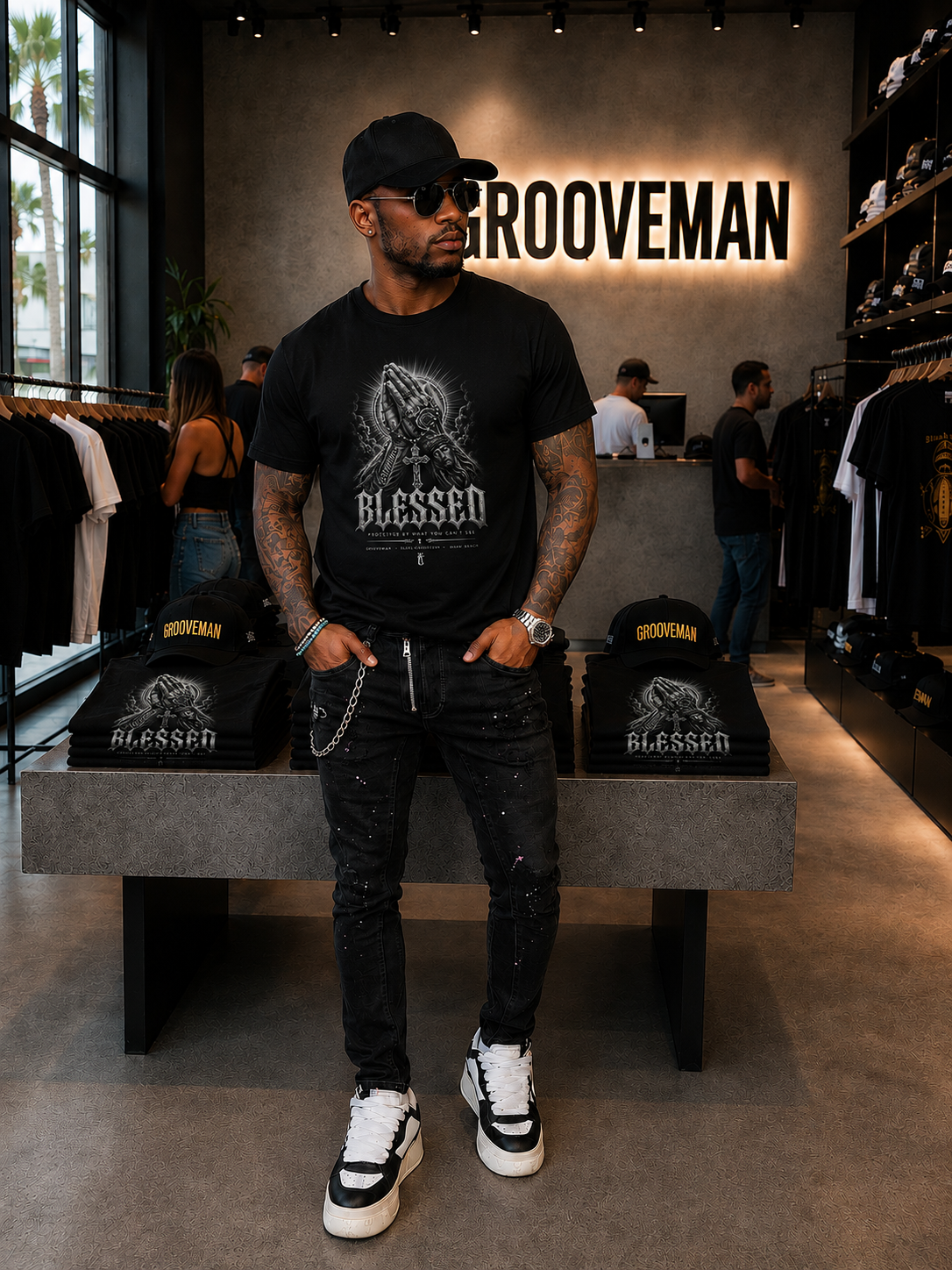 Blessed Praying Hands Graphic T-Shirt – Black Collection