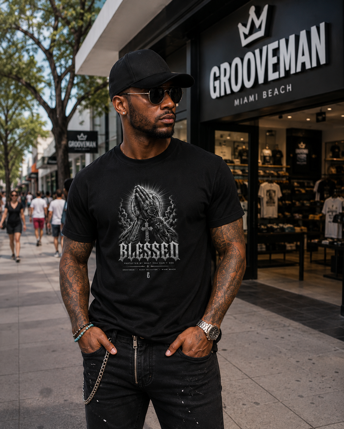 Blessed Praying Hands Graphic T-Shirt – Black Collection
