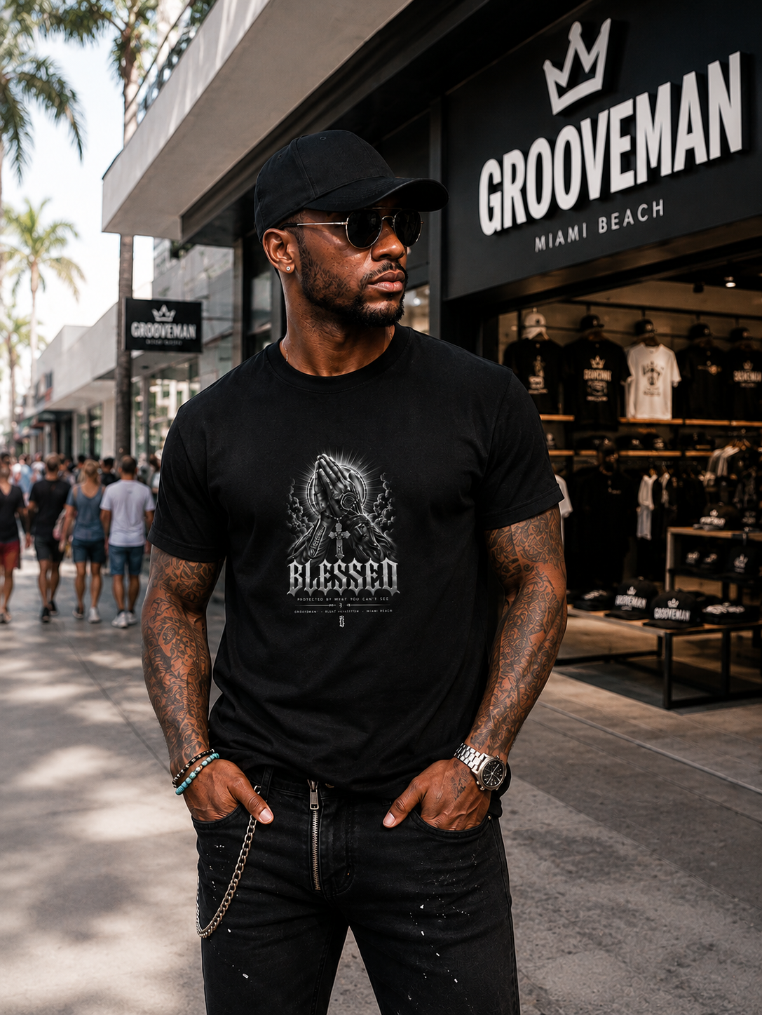 Blessed Praying Hands Graphic T-Shirt – Black Collection
