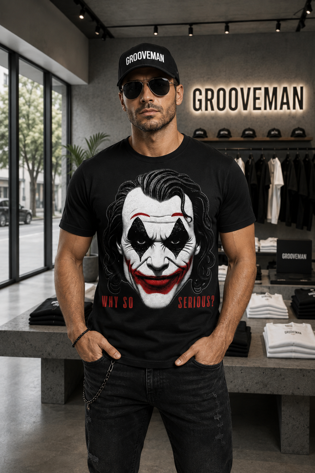 Grooveman Why So Serious? Graphic T-Shirt – Black or White