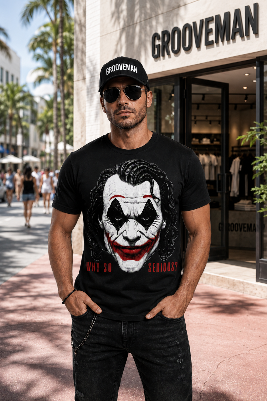 Grooveman Why So Serious? Graphic T-Shirt – Black or White