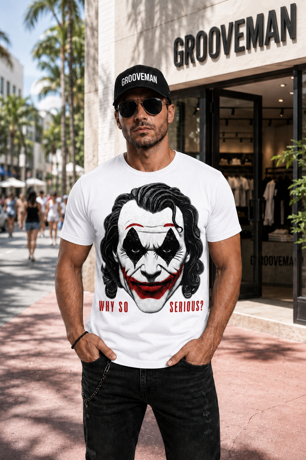 Grooveman Why So Serious? Graphic T-Shirt – Black or White