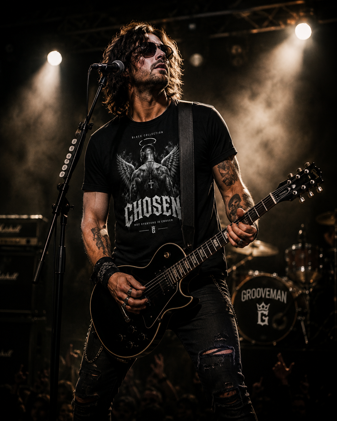 Chosen Angel Graphic T-Shirt – Grooveman Black Collection