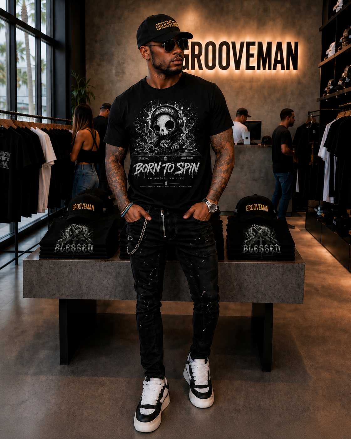 Born to Spin DJ Graphic T-Shirt – Grooveman Black Collection