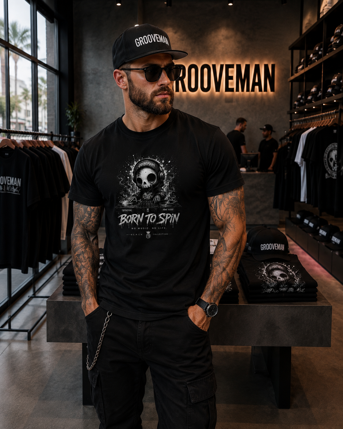 Born to Spin DJ Graphic T-Shirt – Grooveman Black Collection