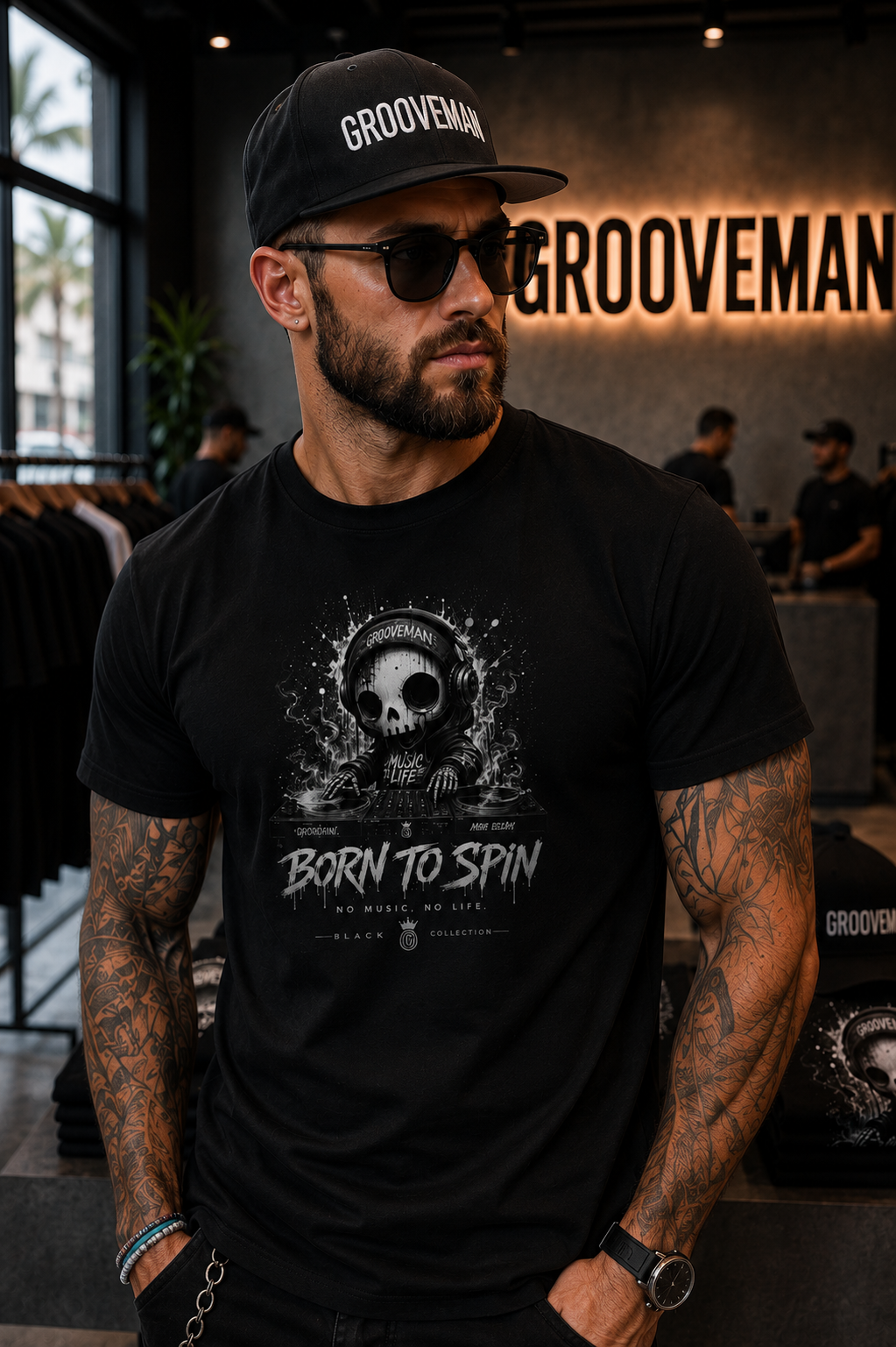 Born to Spin DJ Graphic T-Shirt – Grooveman Black Collection