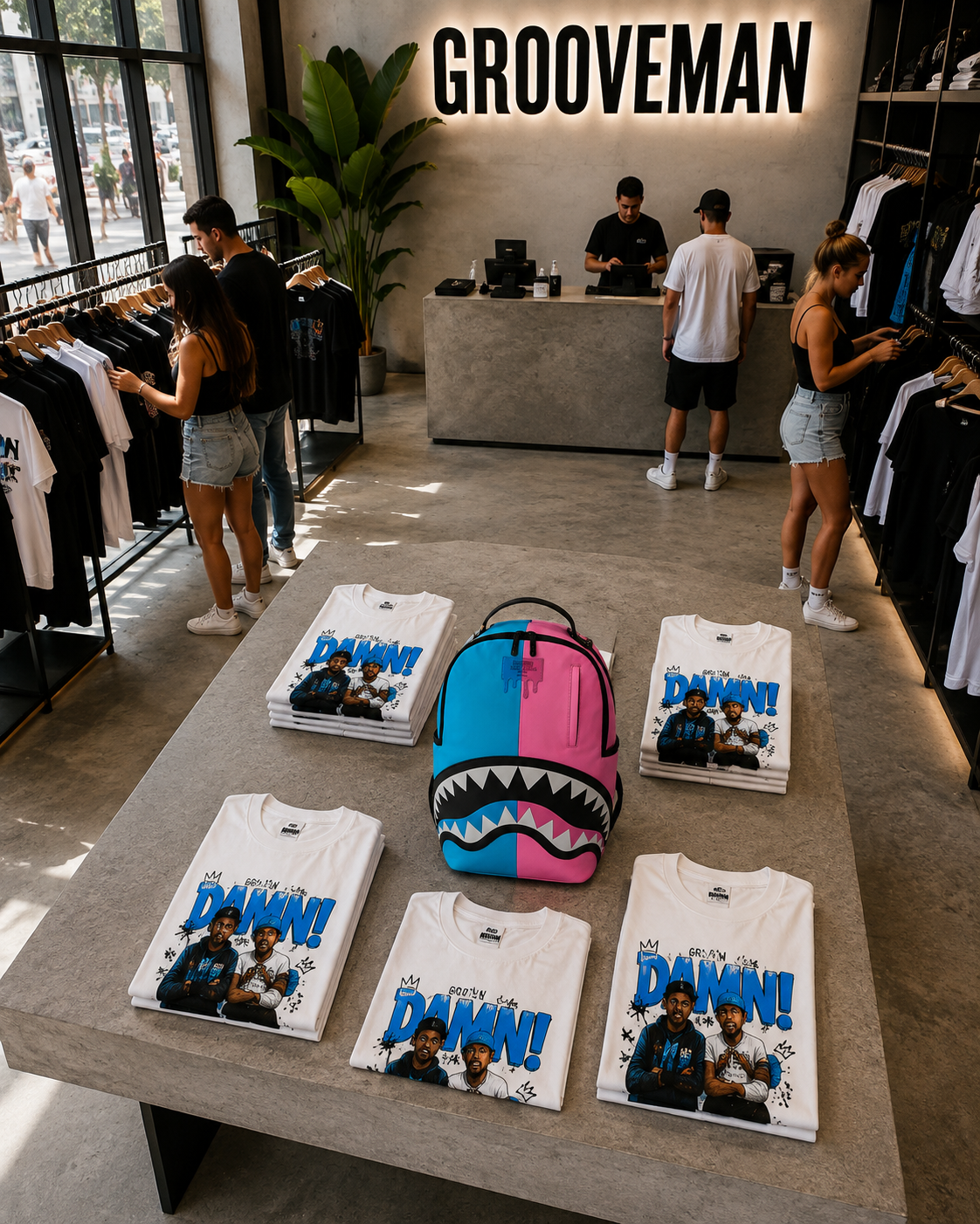 Grooveman DAAAMMN! Carolina Blue Graphic T-Shirt – Premium Streetwear Tee