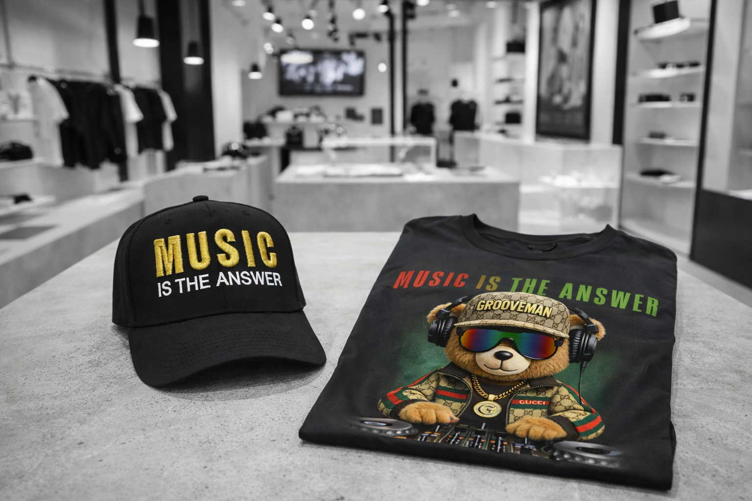 Music Is The Answer Black Snapback Hat – 3D Embroidery Streetwear Cap