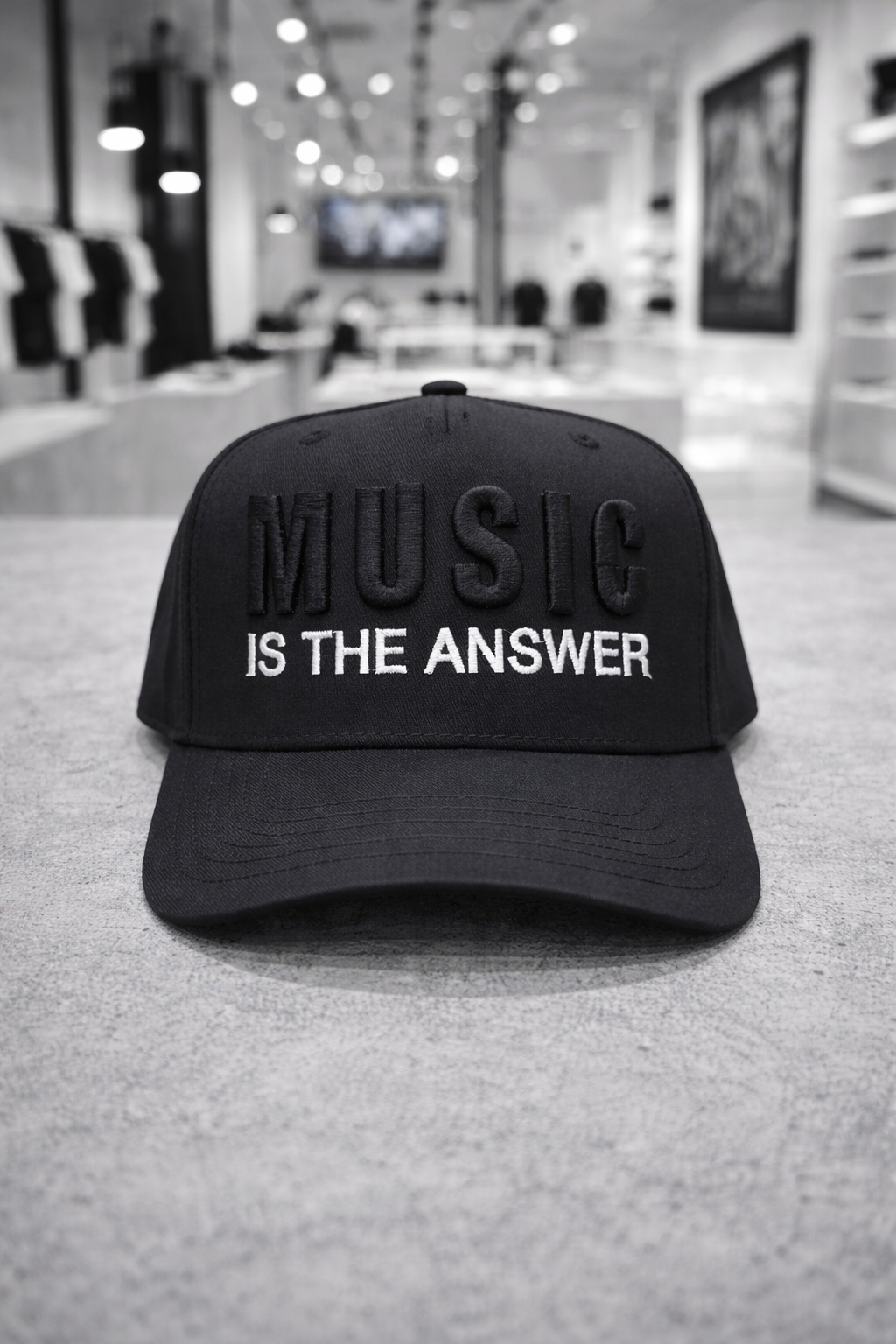 Music Is The Answer Black Snapback Hat – 3D Embroidery Streetwear Cap