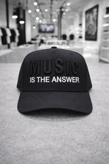 Music Is The Answer Black Snapback Hat – 3D Embroidery Streetwear Cap
