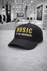 Music Is The Answer Black Snapback Hat – 3D Embroidery Streetwear Cap