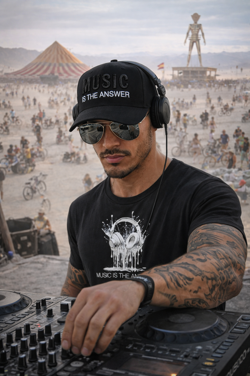 Music Is The Answer Black Snapback Hat – 3D Embroidery Streetwear Cap