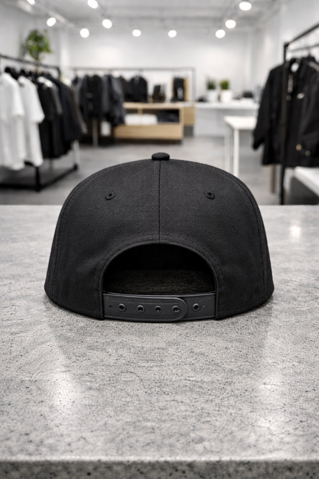 Music Snapback Hat – Black Streetwear Cap with Embroidery (White / Black / Gold)