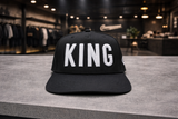 King 3D Embroidered Snapback Hat – Premium Black Streetwear Cap – Grooveman Exclusive
