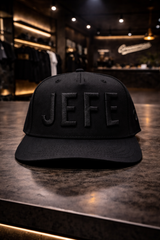 Jefe 3d Snapback – Black, Gold & White Embroidery