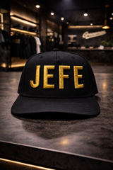 Jefe 3d Snapback – Black, Gold & White Embroidery