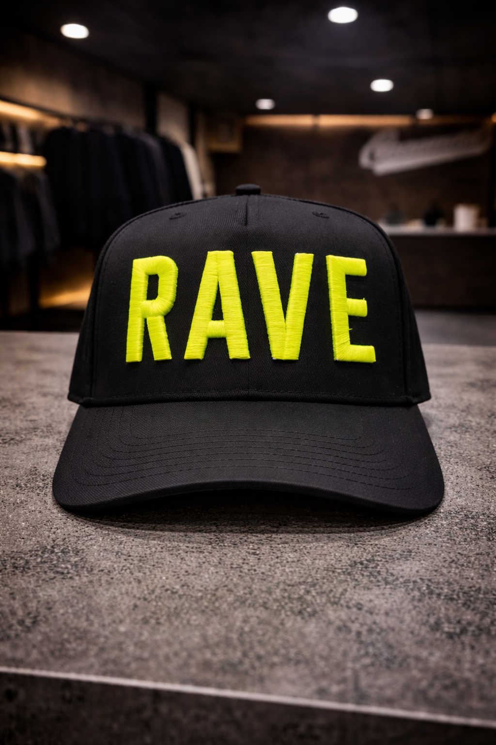 Rave black baseball cap 3D embroidery streetwear edition