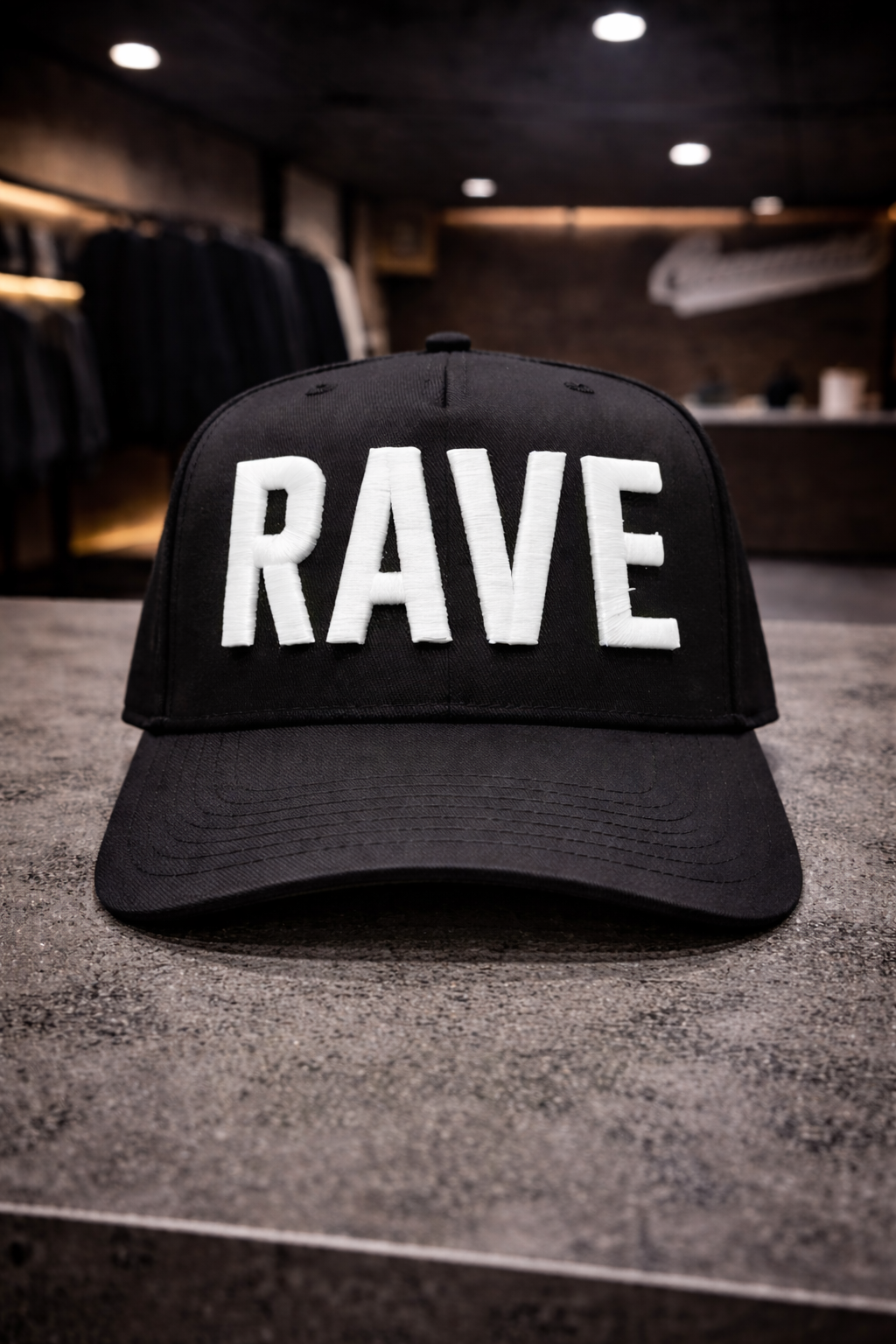 Rave black baseball cap 3D embroidery streetwear edition