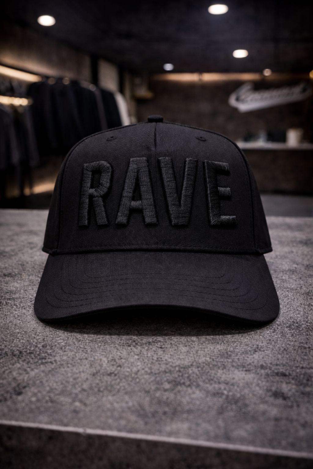 Rave black baseball cap 3D embroidery streetwear edition
