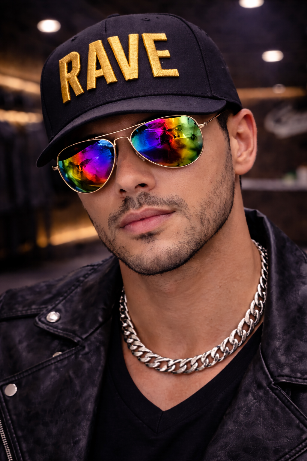 Rave black baseball cap 3D embroidery streetwear edition