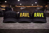 Rave black baseball cap 3D embroidery streetwear edition