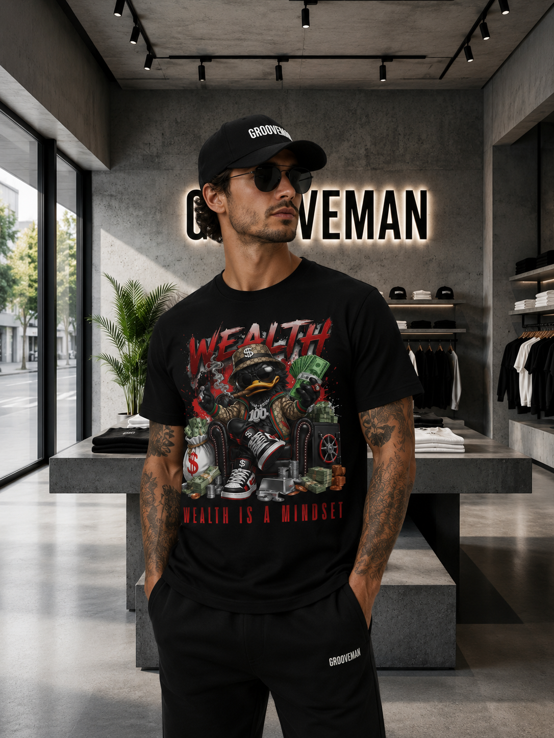 Wealth Is a Mindset Graphic T-Shirt – Premium Streetwear Tee | Grooveman