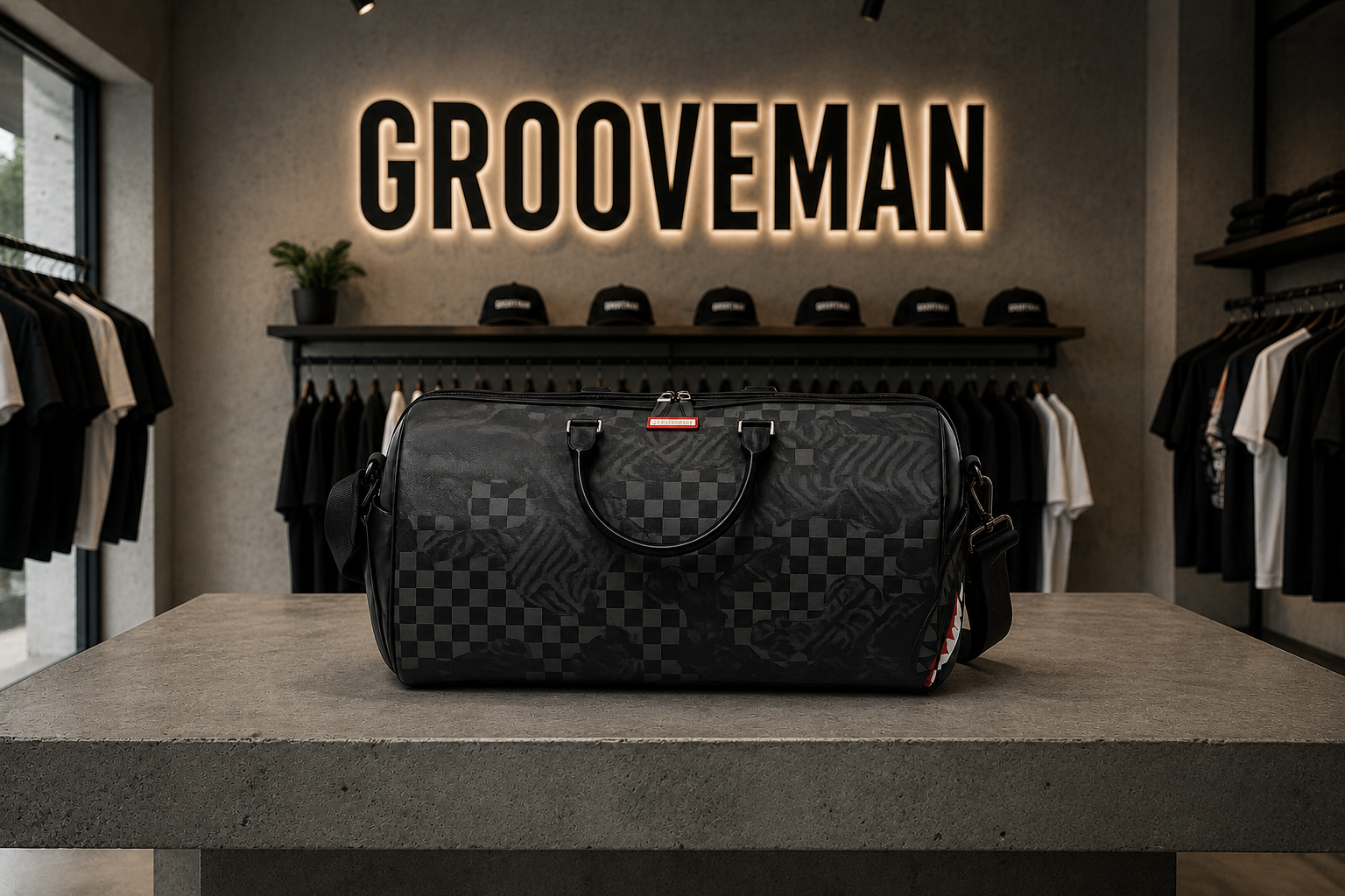 Sprayground  | 4AM Red SharkCheck Pattern Large Duffle