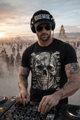 Bling Rhinestone Skull Graphic T-Shirt – Rebel Streetwear Skull Tee | Grooveman Exclusive