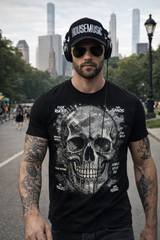 Bling Rhinestone Skull Graphic T-Shirt – Rebel Streetwear Skull Tee | Grooveman Exclusive
