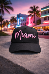 Miami Hat 3D Embroidered Snapback Cap | Grooveman Exclusive