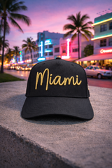 Miami Hat 3D Embroidered Snapback Cap | Grooveman Exclusive