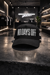 No Days Off Snapback Hat – 3D Embroidered Black Cap | Grooveman Exclusive
