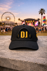 DJ Headphones Embroidered Hat – Black Streetwear Cap | Grooveman Exclusive