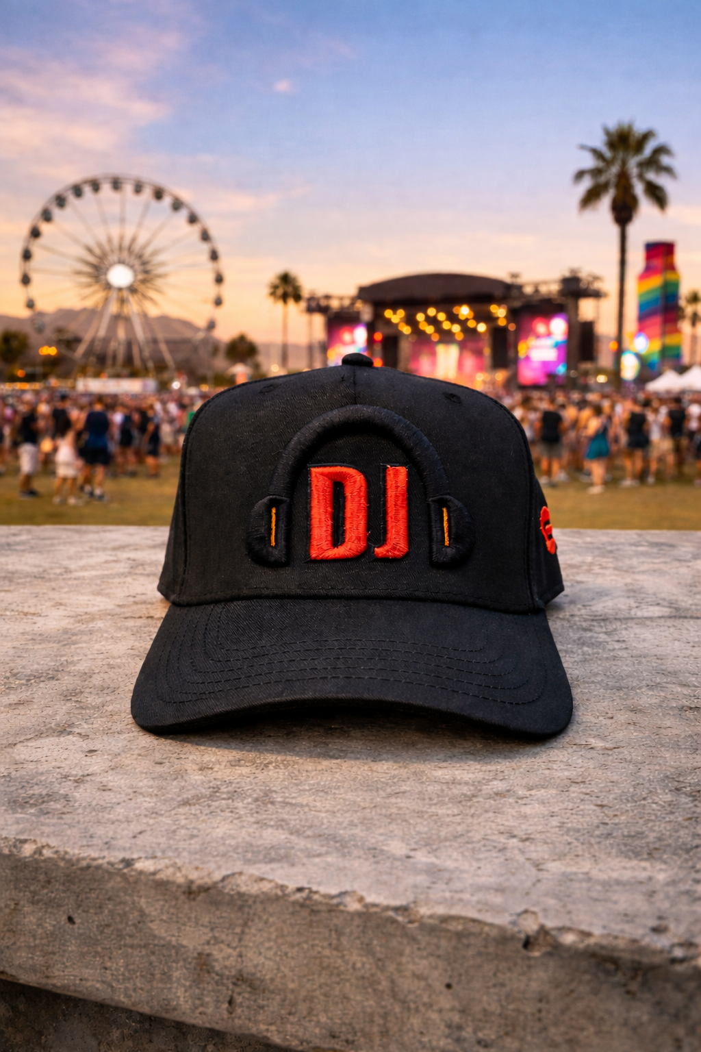 DJ Headphones Embroidered Hat – Black Streetwear Cap | Grooveman Exclusive