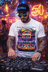 Grooveman “Miami Tape Sessions” Graphic T-Shirt – Retro DJ Cassette Tee